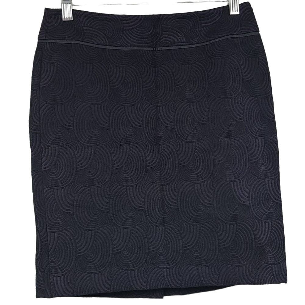 Ann Taylor Deep Purple Wool Blend Embroidered Circles Tailored Pencil Skirt -0 - Picture 3 of 10